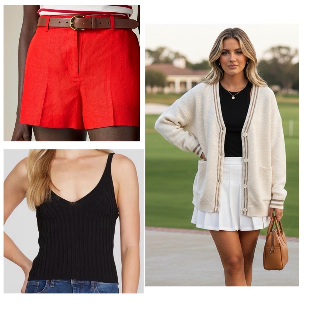 The Hamptons Capsule Set J.Crew Linen Shorts Preppy Oversized Cardigan Tank M